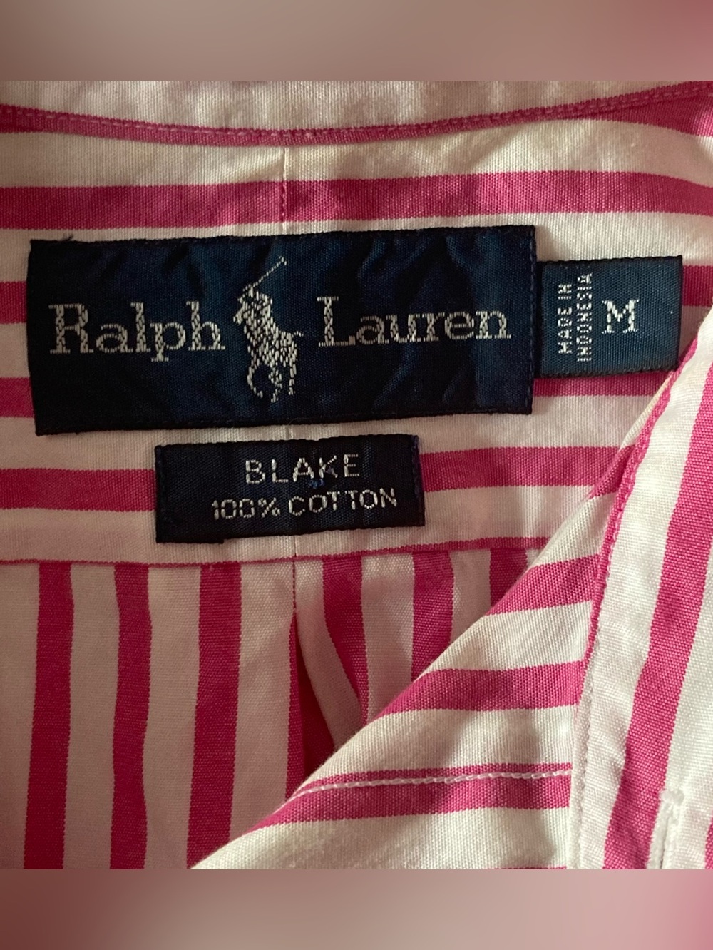 Ralph Lauren SZ M Red and White Striped Cotton Button-Down Shirt - Picture 3 of 9